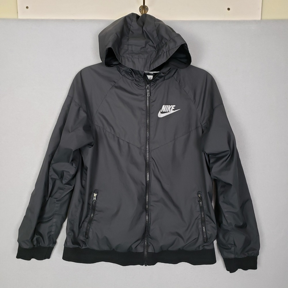 Nike Men's Black Windbreaker Jacket with Hood